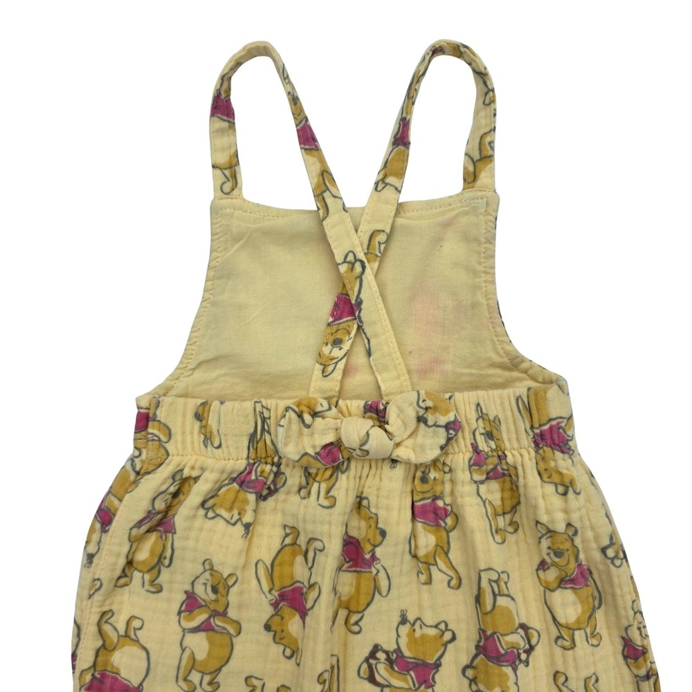 Disney Baby 18 Months Winnie The Pooh Cotton Muslin Overalls Romper Snaps Yellow - Picture 4 of 8
